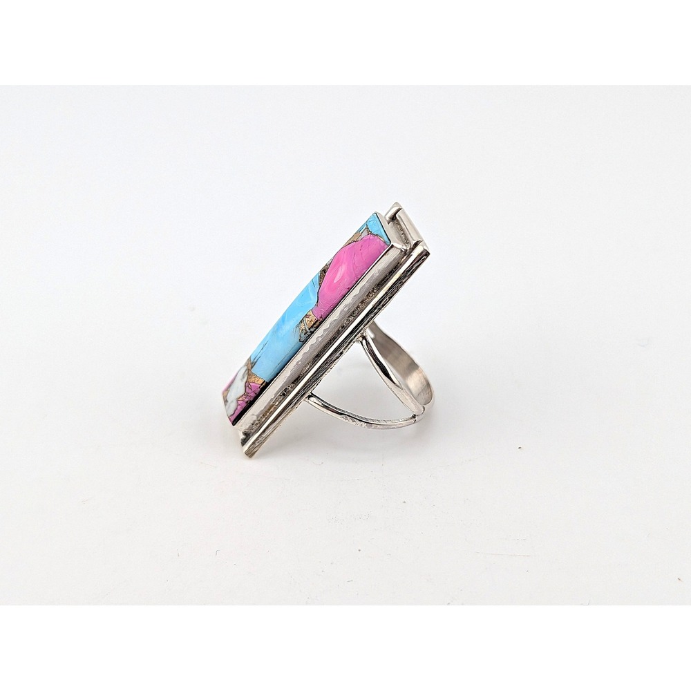 Handcrafted Navajo Cluster Ring Size 8 Women's Signed Traditional Jewelry *** - Picture 5 of 11